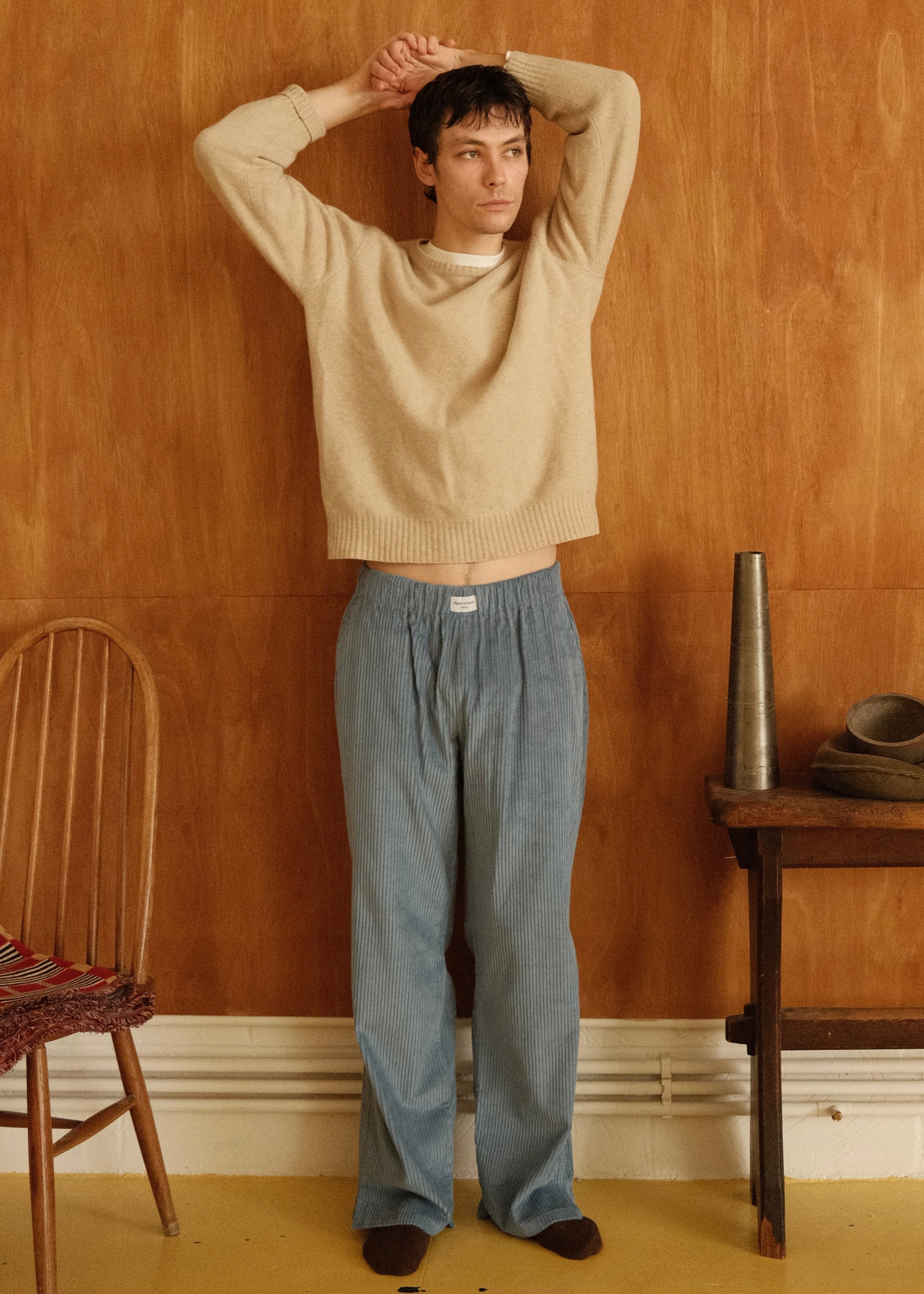Light Blue Corduroy Lounge Trousers – Speltham