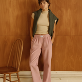 female model wearing pink speltham corduroy lounge pants