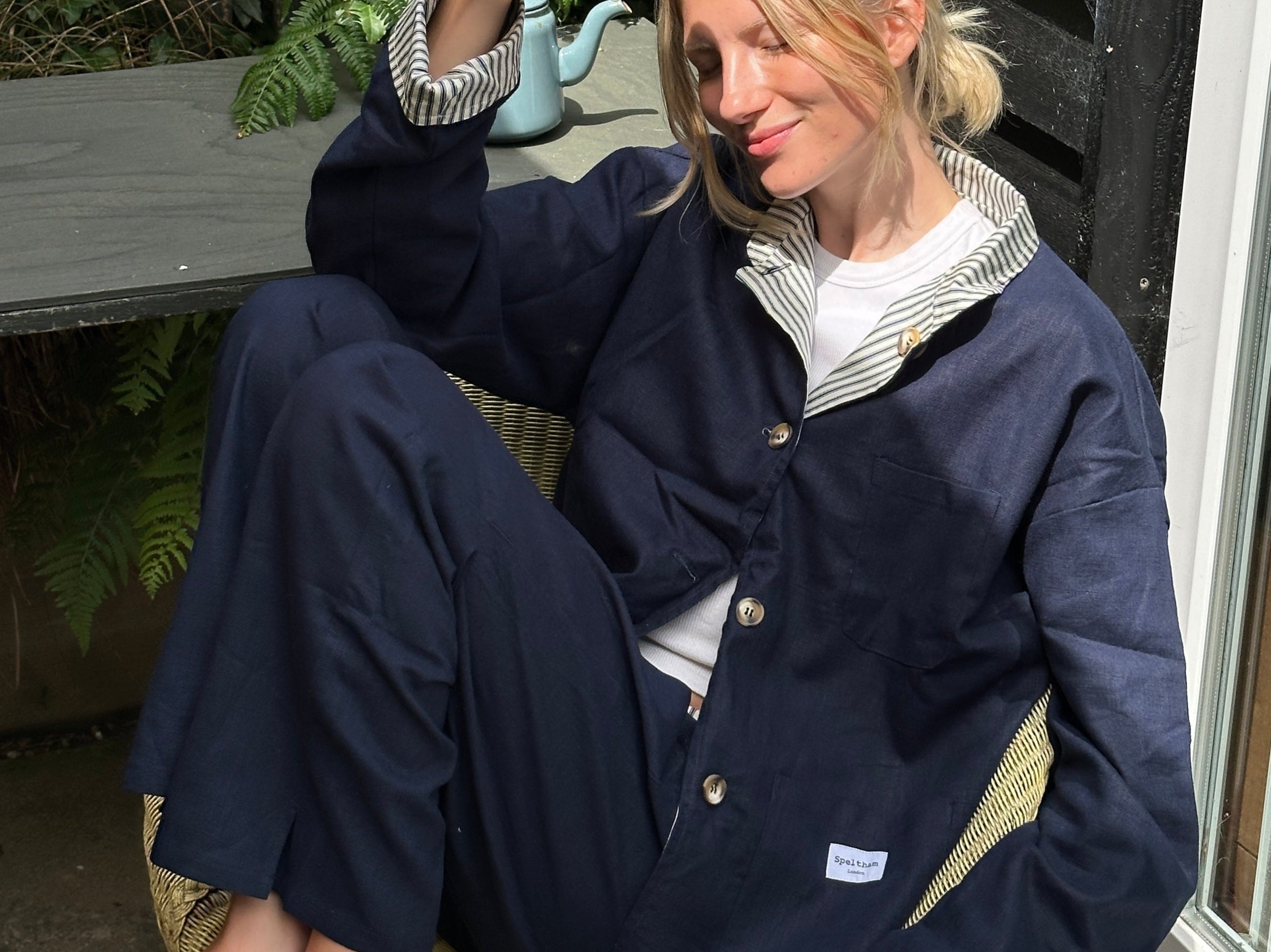 Reversible Navy Linen Jacket