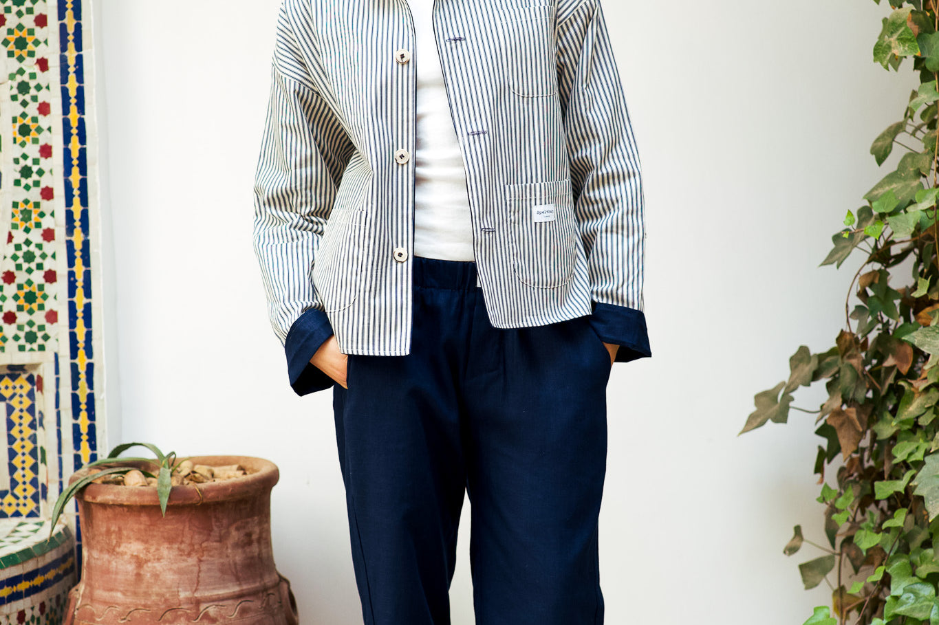 Reversible Navy Linen Jacket