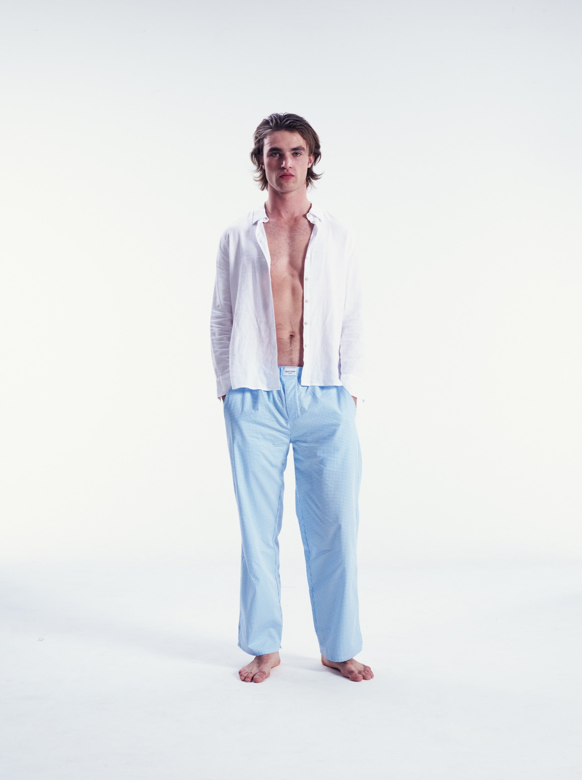 Light blue gingham sales pants