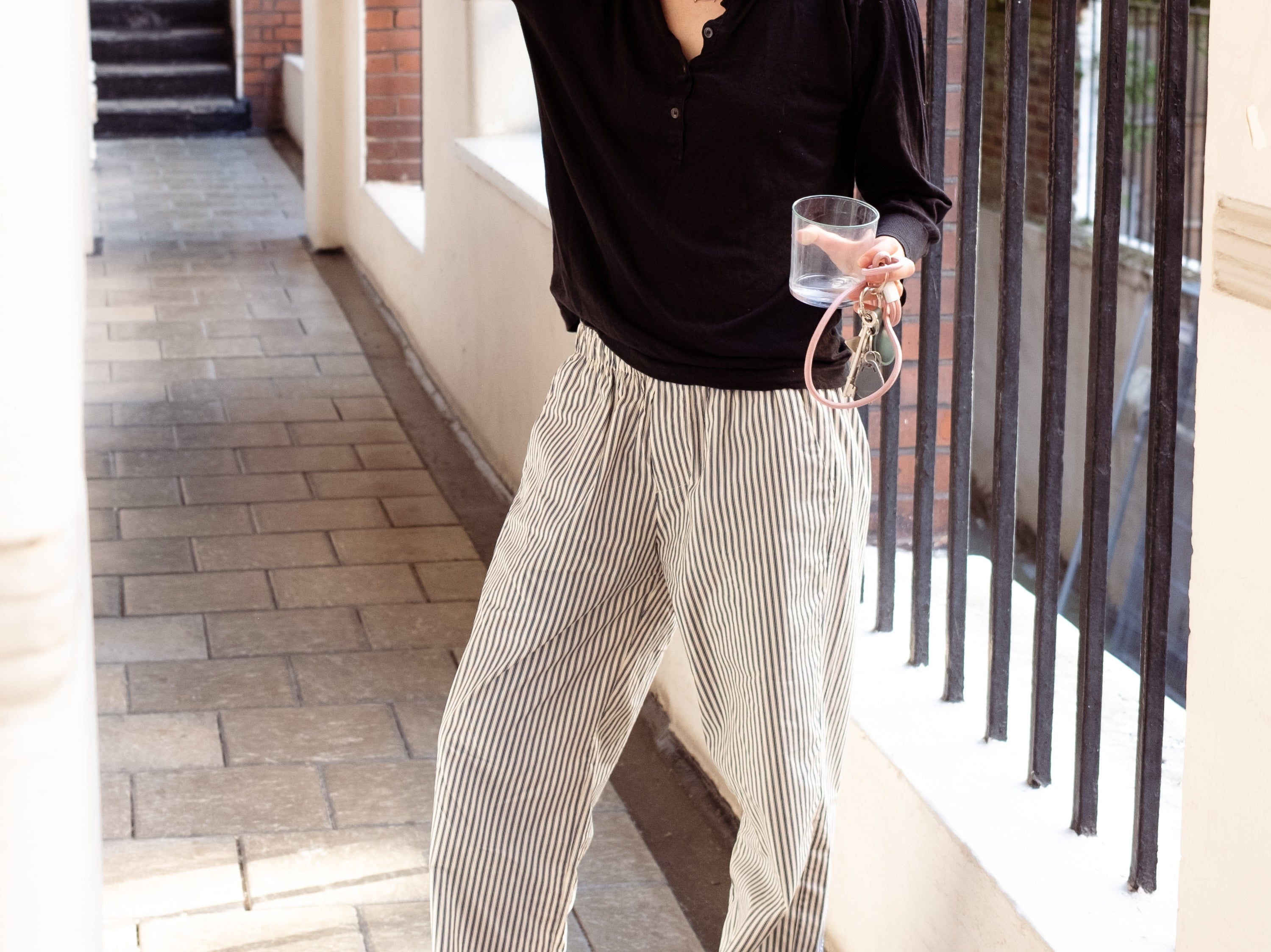 Blue & White Striped Lounge Pants