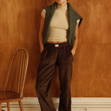 brown speltham corduroy lounge pants on female model