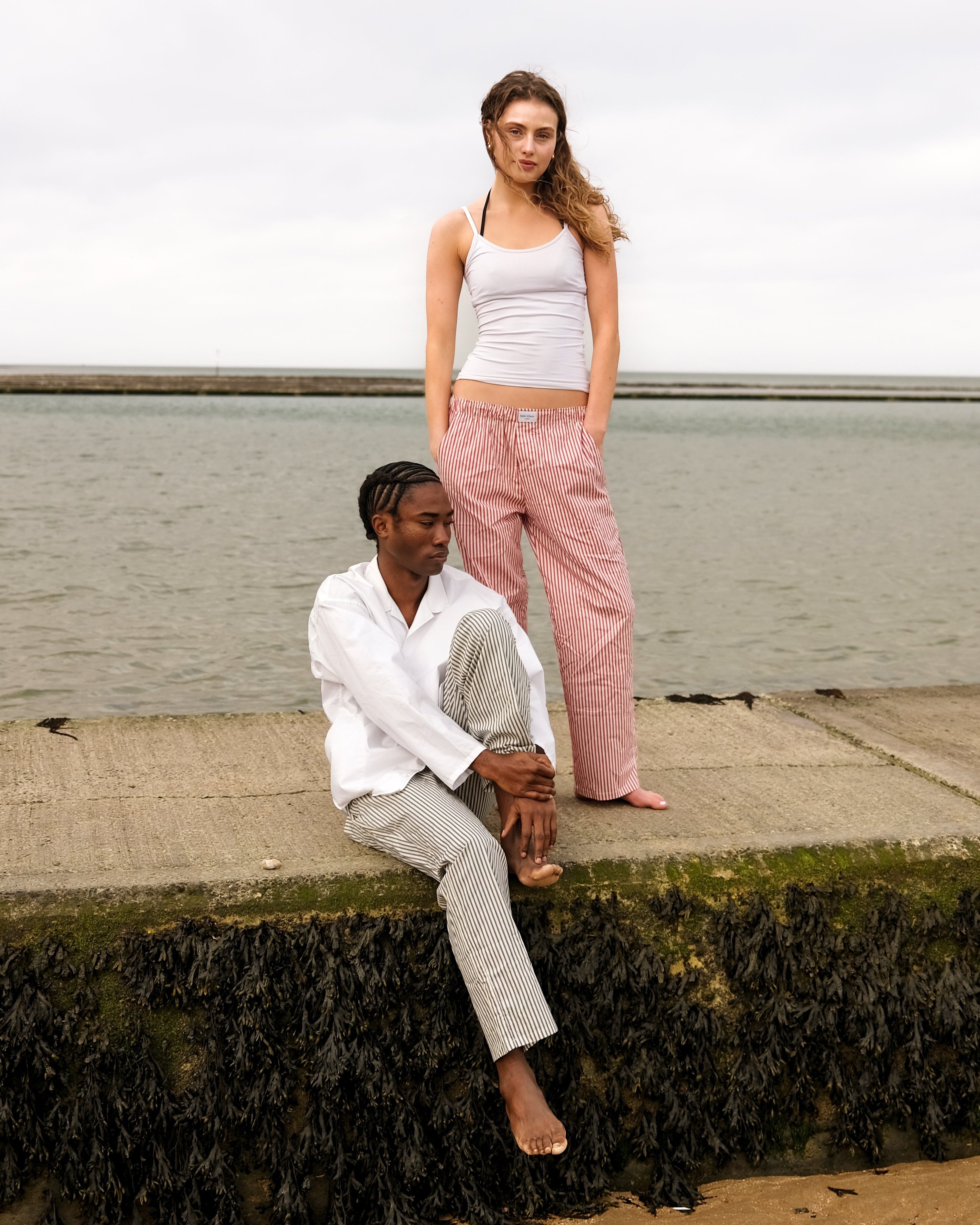 Blue & White Striped Lounge Pants – Speltham