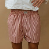 male model wearing red striped speltham boxer shorts