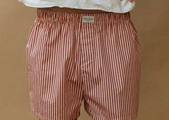 male model wearing red striped speltham boxer shorts